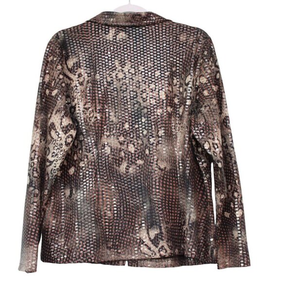 Exclusively Misook Full Zip Jacket Cardigan Large Sequin Animal Print Art Disco - Picture 8 of 10